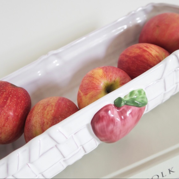 Vintage Hand Painted Ceramic Apple Rectangular Bowl π - Picture 3 of 3